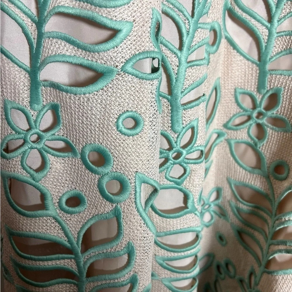 Topshop Green and Cream Lace Midi Dress - Size 12 - Picture 6 of 9